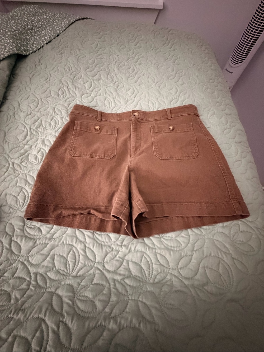 LOFT Tan High-Rise Cotton Shorts
